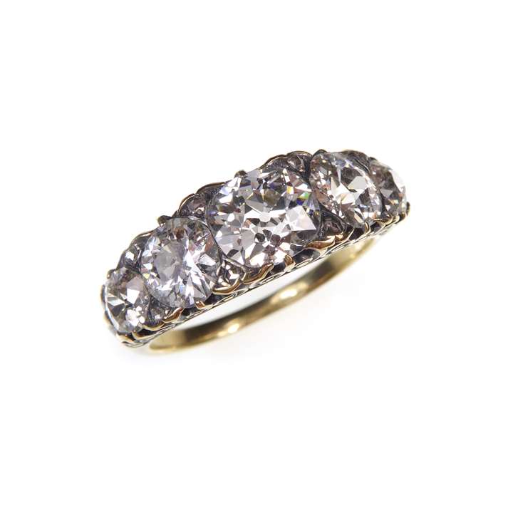 Antique graduated diamond five stone ring